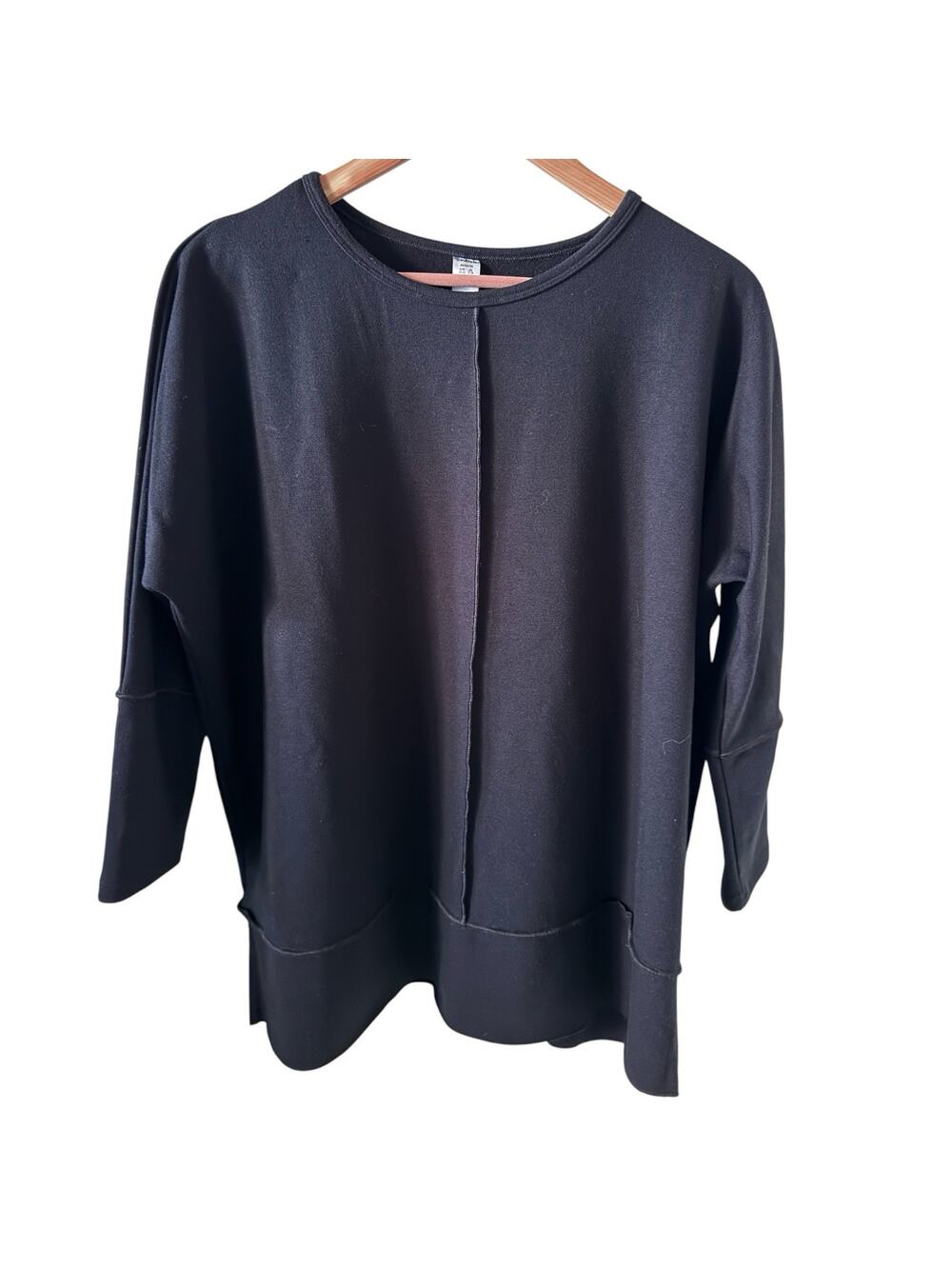 SPANX Perfect Length Top Womens M Black Ponte Dolman 3/4 Sleeve Stretch Shirt